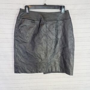 LORD & TAYLOR VINTAGE BLACK 100% LEATHER MINI SKIRT, sz 6
